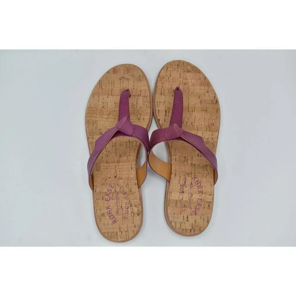 Kork-Ease‎ Womens Size 7 Blake T-Strap Purple Leather Thong Sandals Shoes